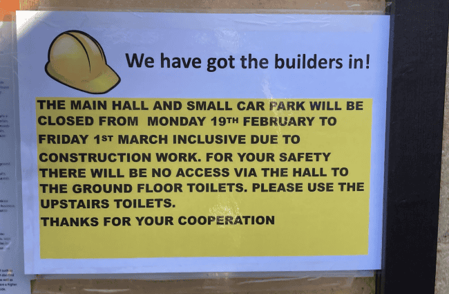 Builder in at Village Hall poster